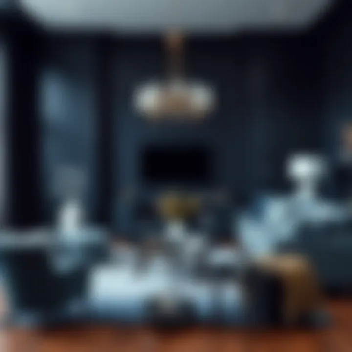 Sophisticated dark blue living room design