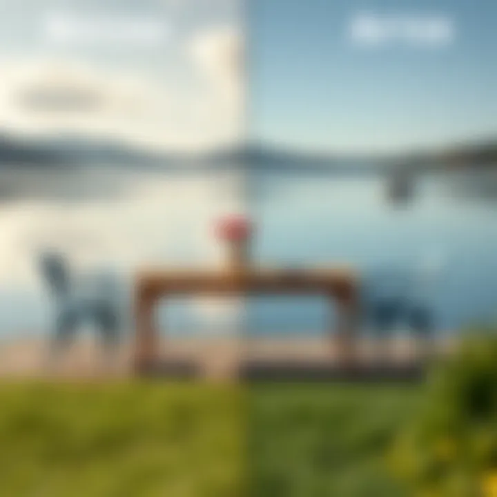 Lake Furniture Transformation Comparison Before and after comparison of a lake furniture transformation.