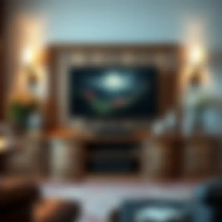 Classic Wooden TV Unit with Decor Elegant wooden TV unit with decorative accents