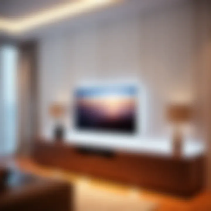 Luxurious TV Unit with Ambient Lighting Luxurious TV unit featuring integrated lighting