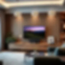 Stylish large TV unit in a modern living room