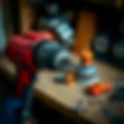 A close-up view of a power drill showcasing its features.