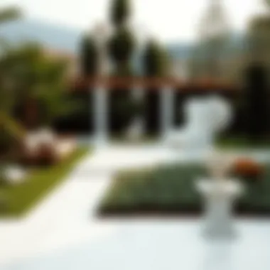 Beautifully landscaped garden featuring marble elements