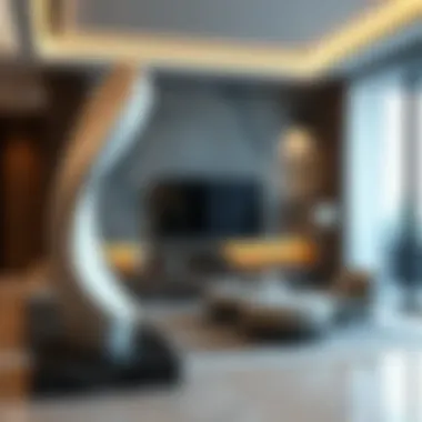 Artistic marble sculpture in a modern living room