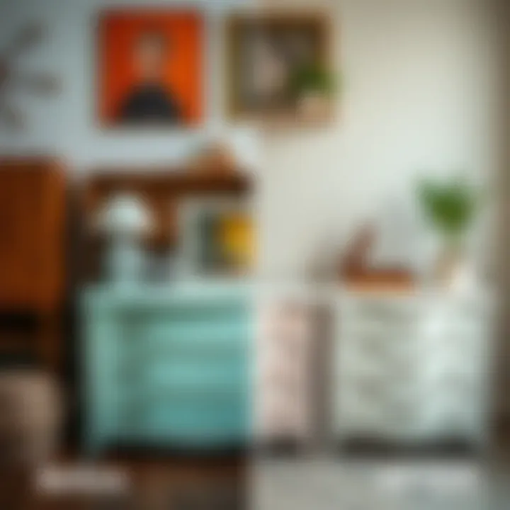 Before and after comparison of furniture painting