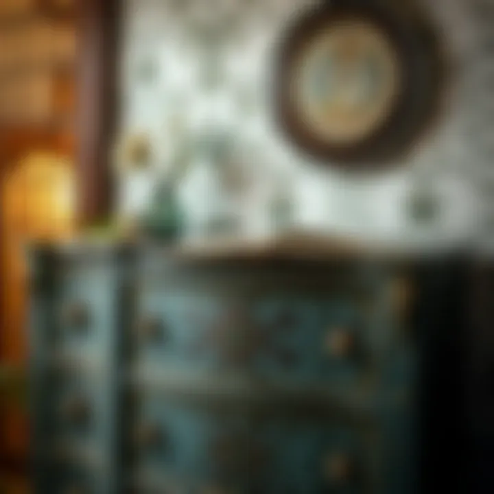 A beautifully painted dresser with intricate designs