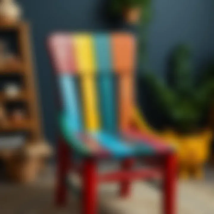 A beautifully painted wooden chair showcasing vibrant colors