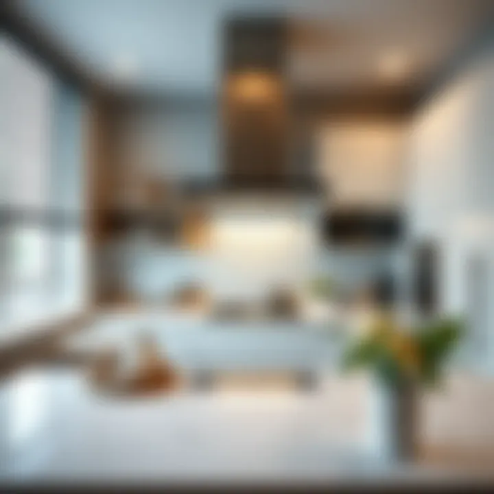 Modern kitchen layout showcasing extractor hood positioning