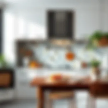 Stylish kitchen featuring harmoniously chosen tiles enhancing decor