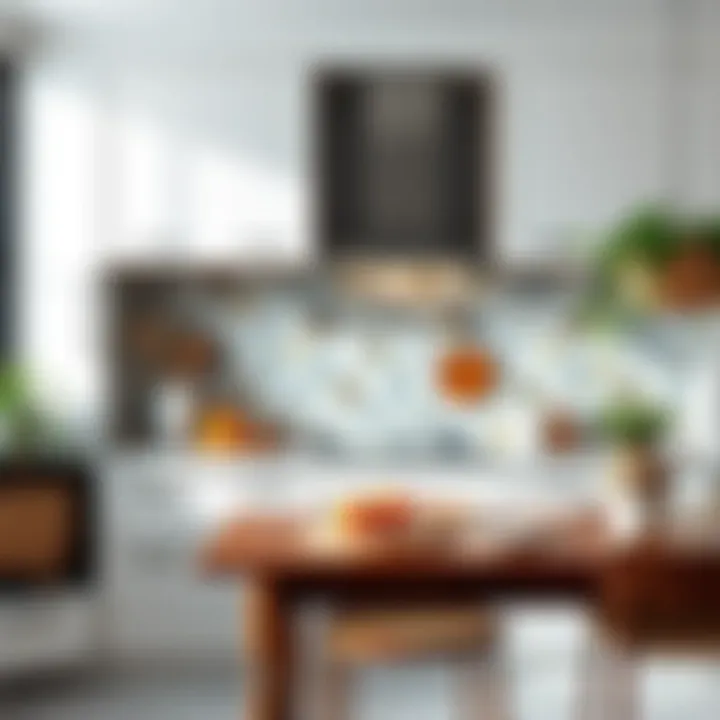 Stylish kitchen featuring harmoniously chosen tiles enhancing decor