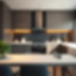 Modern kitchen layout with sleek cabinetry