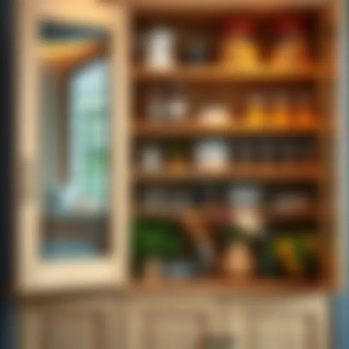 Tidy and Organized Kitchen Cabinet A well-organized and tidy kitchen cabinet