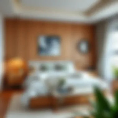 Stylish bedroom featuring necessary furnishings