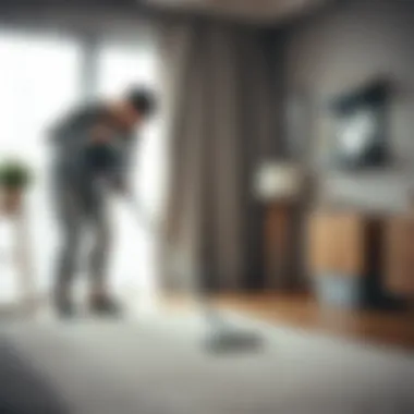 Effective Cleaning to Minimize Dust A person vacuuming to reduce dust accumulation