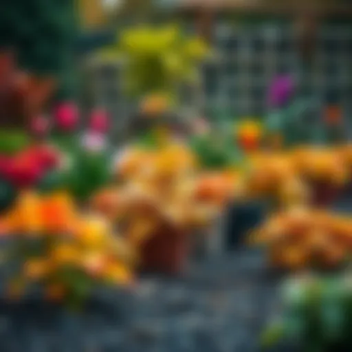A vibrant autumn garden showcasing various plants ready for planting.
