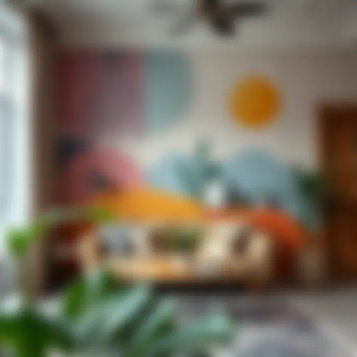 An artistic mural that enhances interior decor