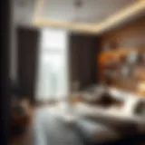 A stylish room with creatively designed walls