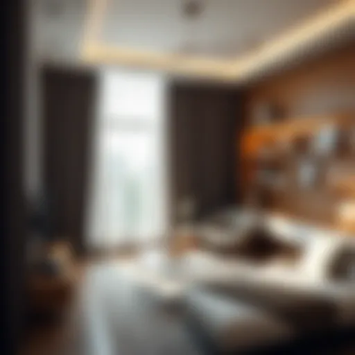 A stylish room with creatively designed walls