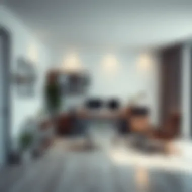 Minimalistic Office Design Sleek modern office setup with minimalistic furniture and decor