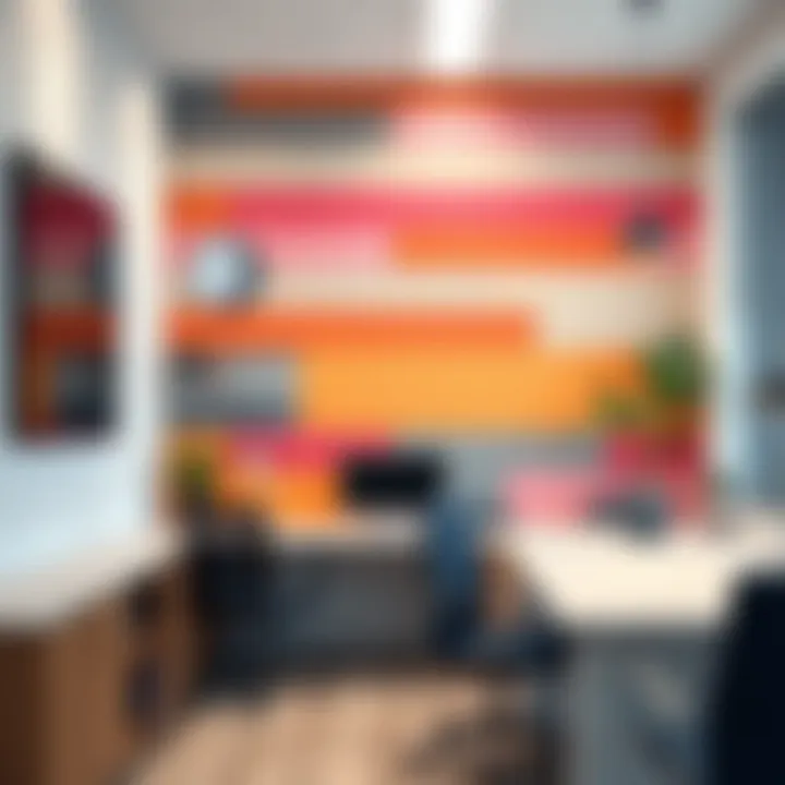 Modern office wall design with vibrant colors