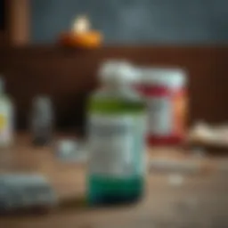 A bottle of solvent used for thinning oil paint