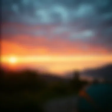 Stunning sunset view from a campsite