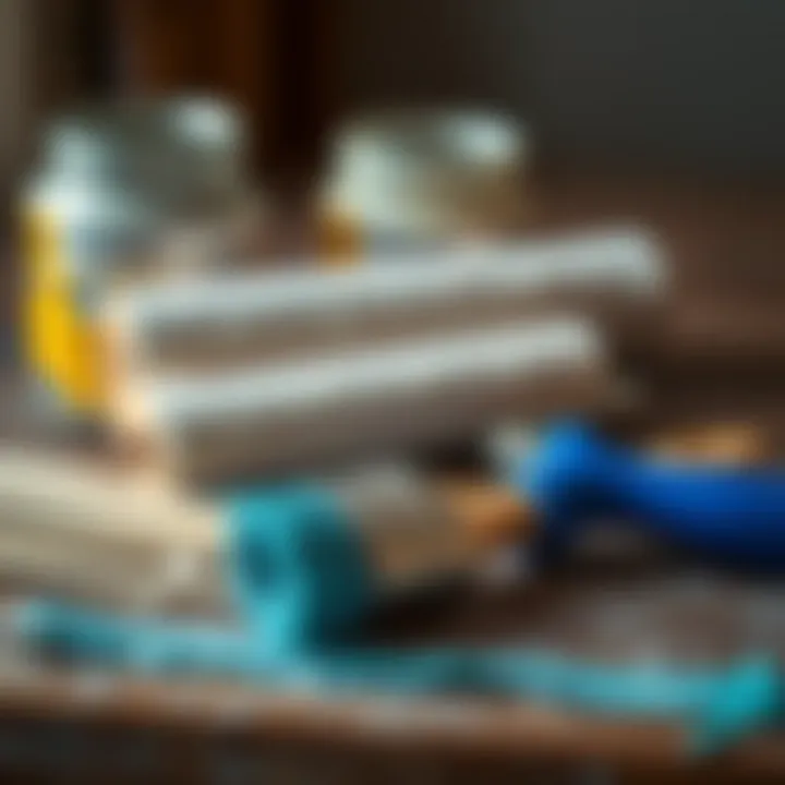 Brush and roller tools ready for painting