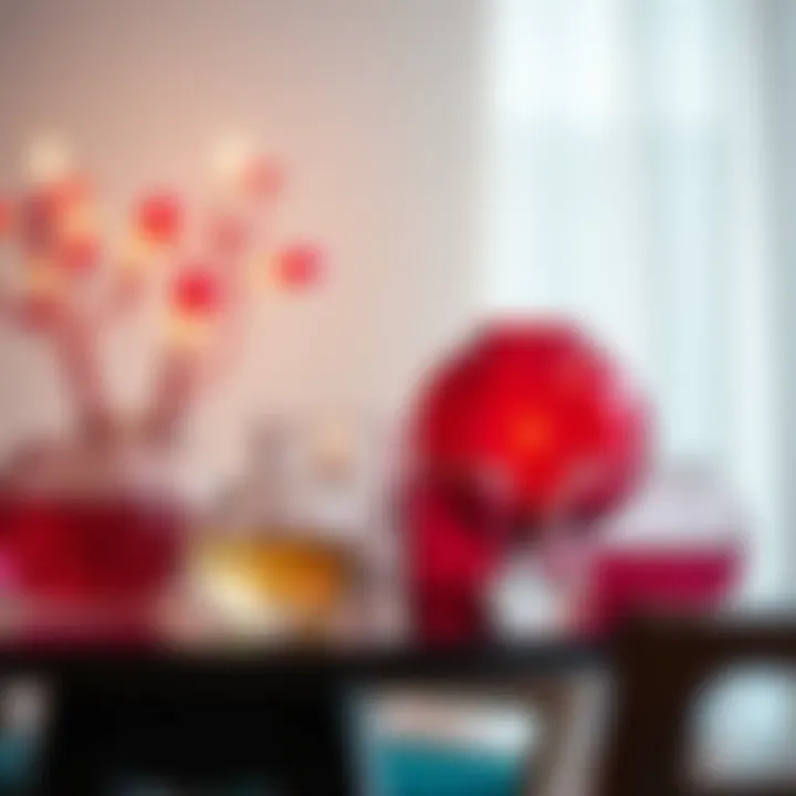 Artistry in Bright Glass Decorative Elements Artistic arrangement of bright glass decor elements.