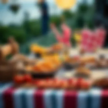 A beautifully arranged picnic table with vibrant food options