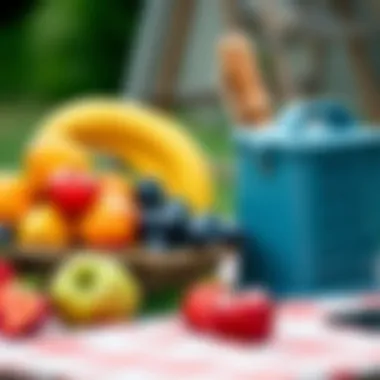 A selection of fresh fruits and snacks ideal for outdoor dining