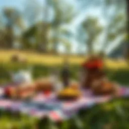 A picturesque picnic setup surrounded by nature
