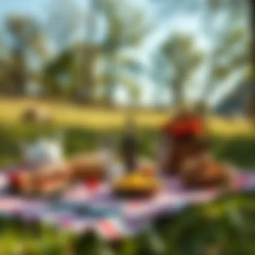 A Beautiful Picnic Setup A picturesque picnic setup surrounded by nature