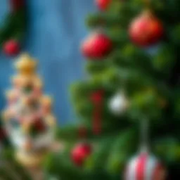 Decorative pine tree adorned with colorful ornaments