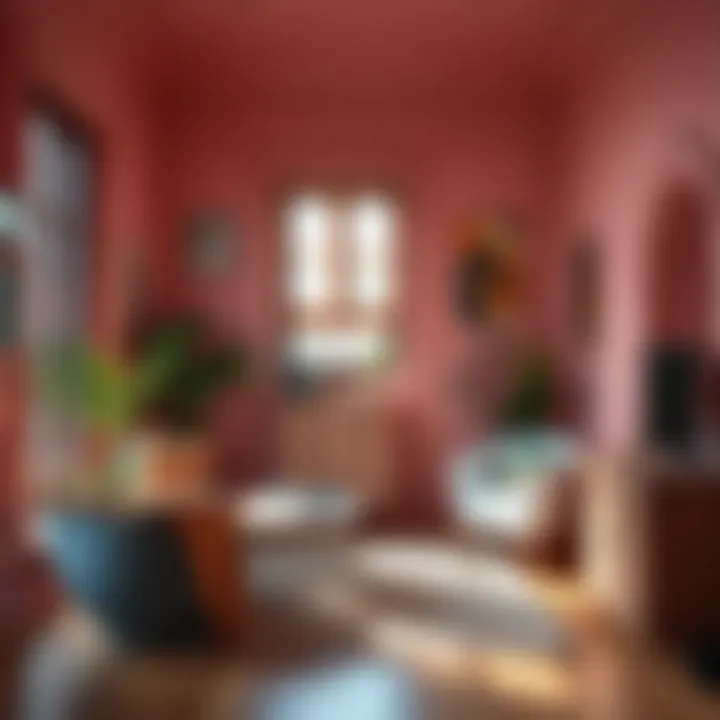 Interior space painted with plastic paint