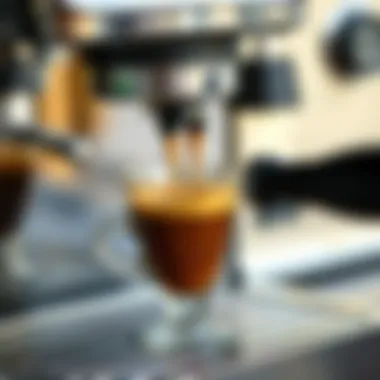 A rich espresso shot being pulled, showcasing its texture and crema