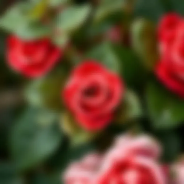 Close-up of healthy rose leaves demonstrating proper pest control measures.