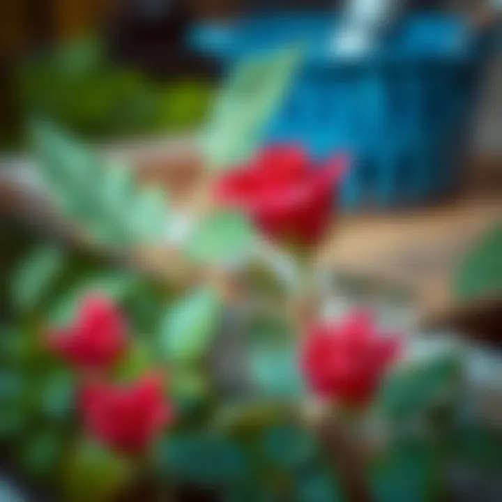 Vibrant rose cuttings ready for propagation