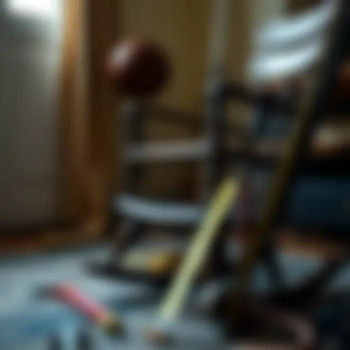 Tools for Assessing Rocking Chair Measurements Measurement tools next to a rocking chair for size assessment