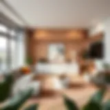 A modern living room showcasing trendy wall colors for 2023