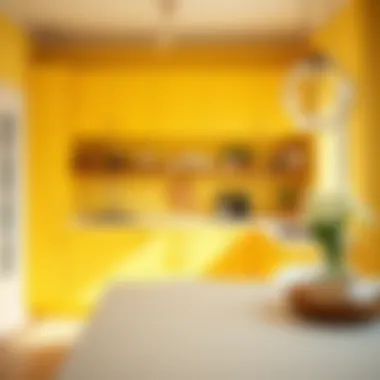 Yellow kitchen with modern fixtures and decor