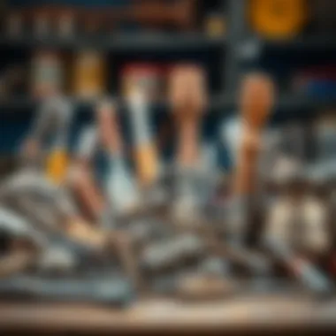 A collection of various metal tools used for sculpting, arranged artistically