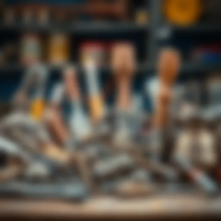 A collection of various metal tools used for sculpting, arranged artistically