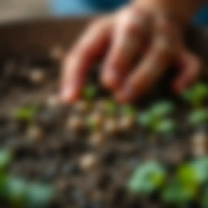 Close-up of vegetable seeds and soil ready for planting