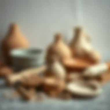 Clay materials arranged for sculpting