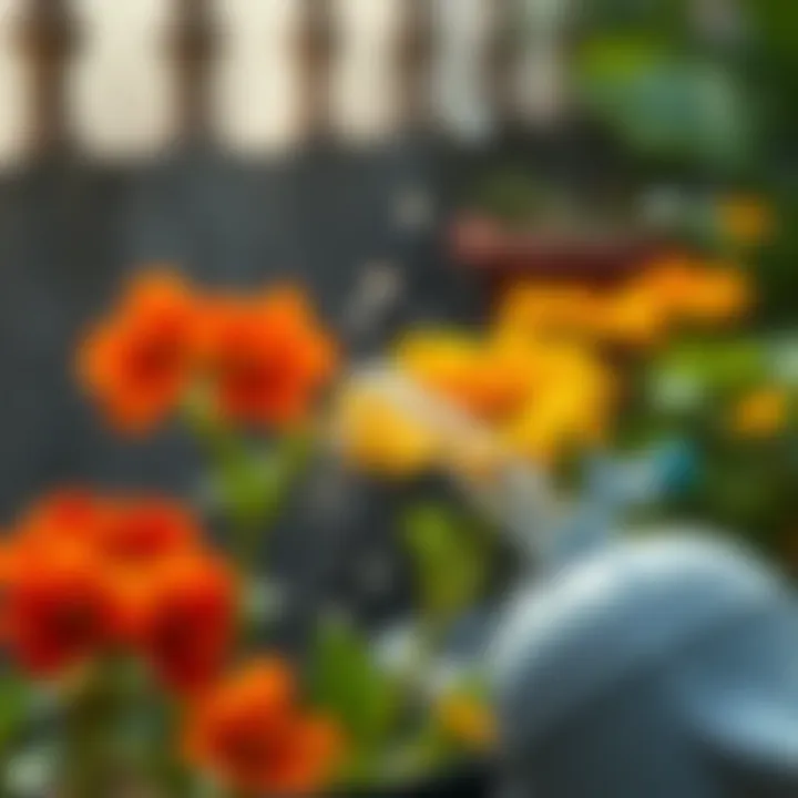 Close-up of Sıklamen flower watering technique