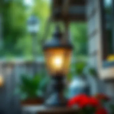 Solar Lamp Enhancing Outdoor Space A beautifully designed solar lamp enhancing outdoor space aesthetics