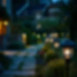 Elegant solar garden lights illuminating a pathway