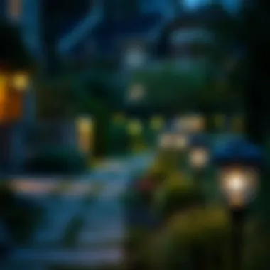 Elegant solar garden lights illuminating a pathway