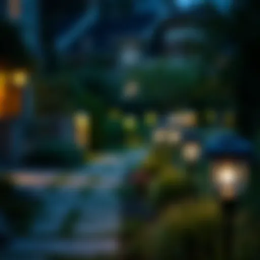 Elegant solar garden lights illuminating a pathway
