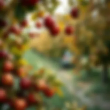 A bountiful orchard in autumn showcasing ripe fruits